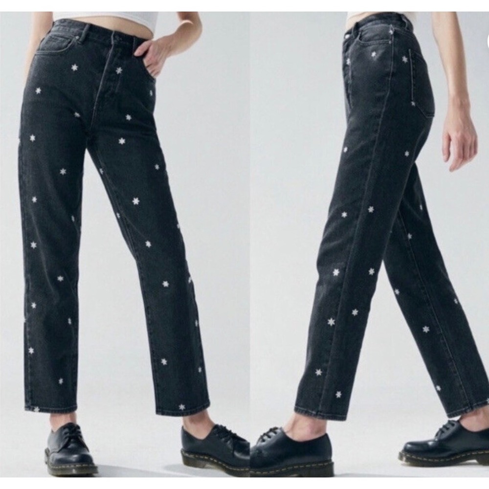 PACSUN High-Rise DAISY Jeans Faded Black Button Fly Straight Leg Women's Size 24